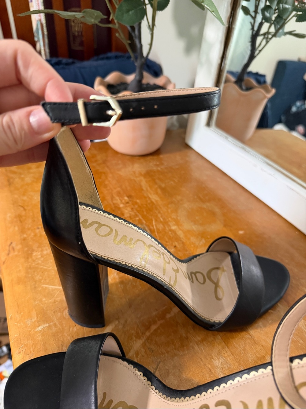 Sam Edelman Black Open-Toe Block Heel Sandals - Picture 7 of 7